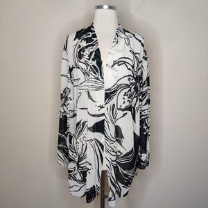 K Woman Floral Shimmer Chiffon Blouse Jacket